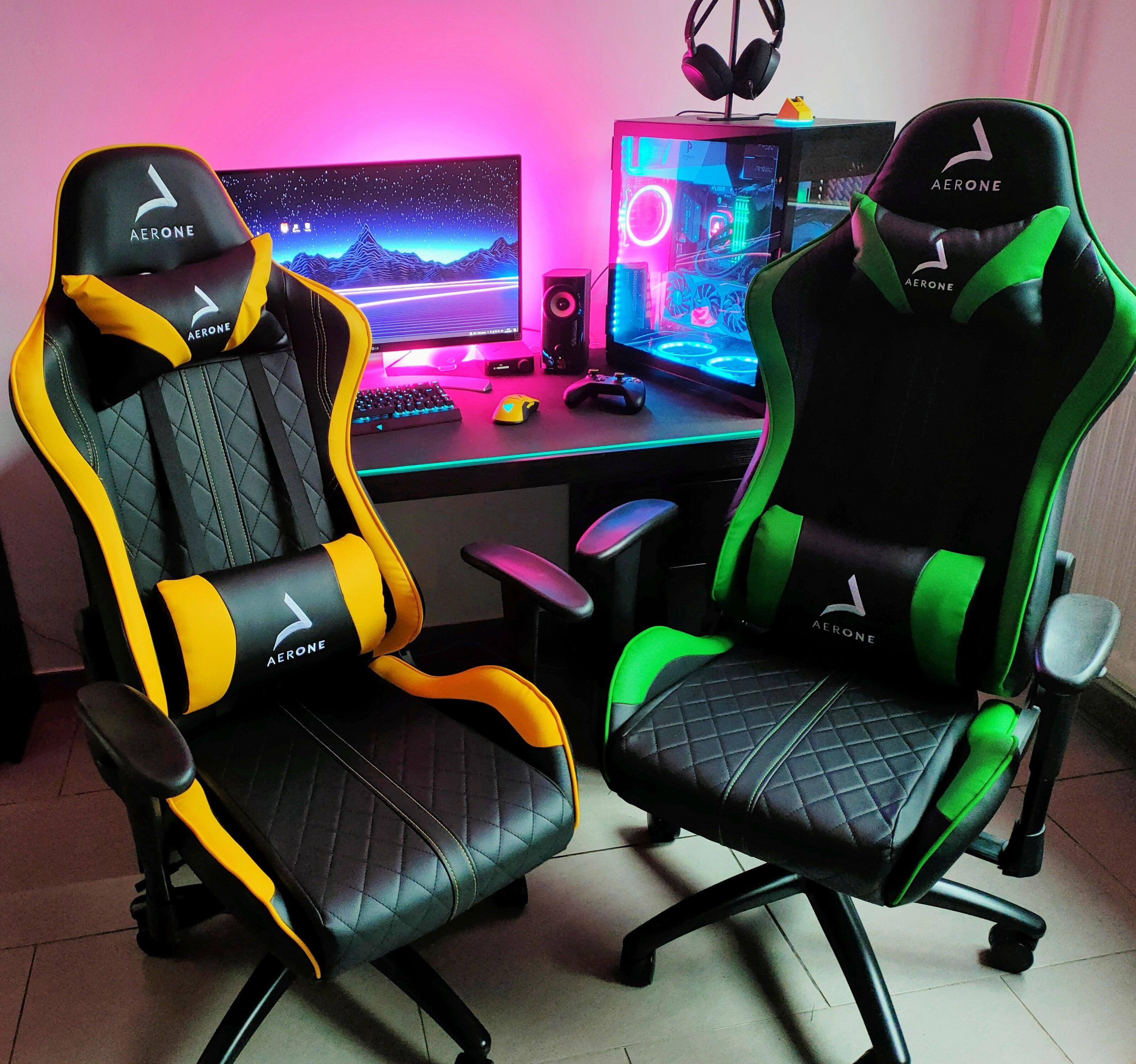 chaise gamer aerone bronze jaune vert sitegeek