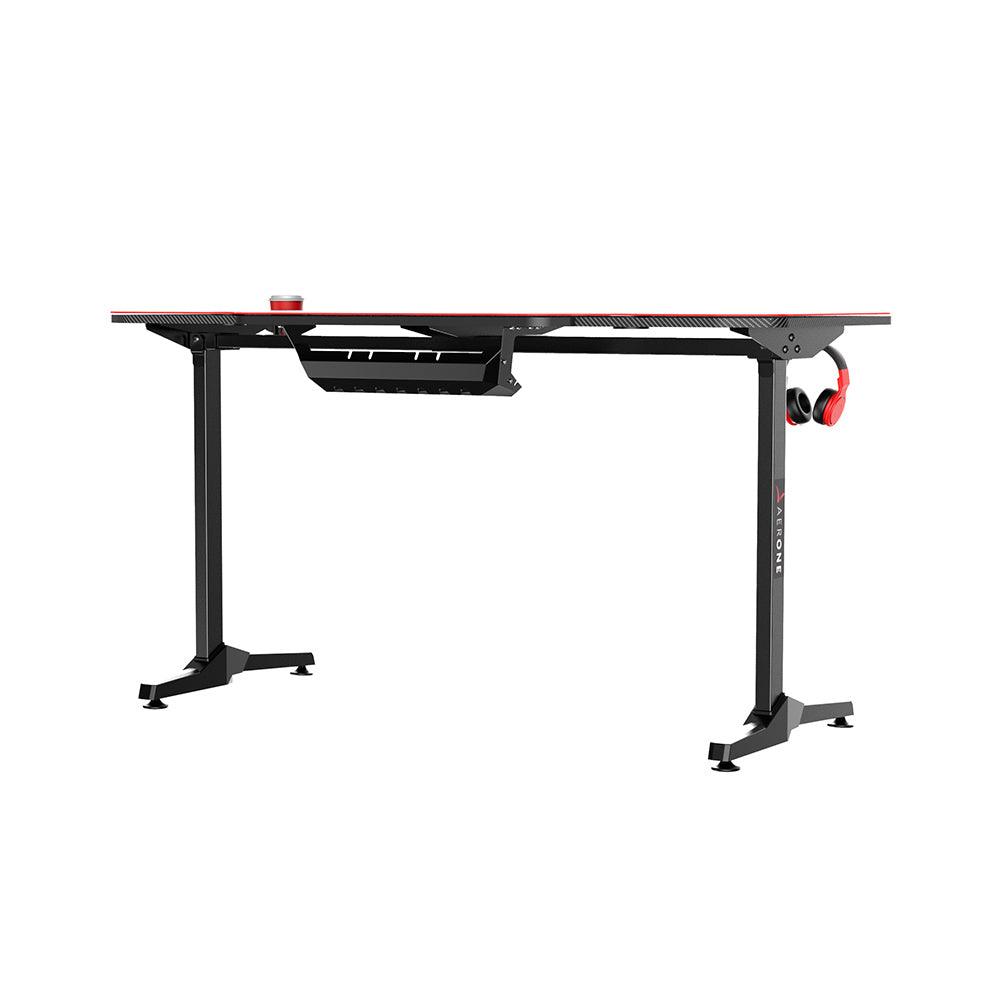 bureau gamer aerone cyber pieds fixes renforces pas cher table gaming revetement carbone cables management