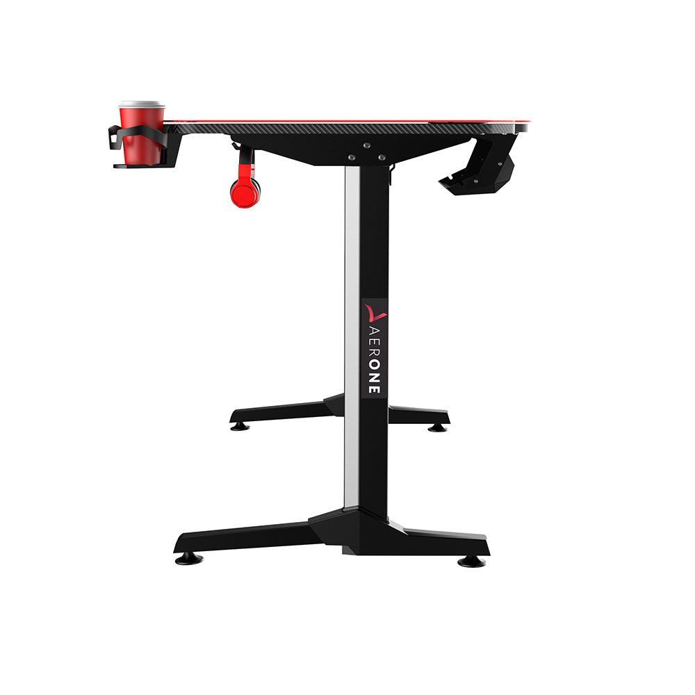 bureau gamer aerone cyber pieds fixes renforces pas cher table gaming revetement carbone porte gobelet