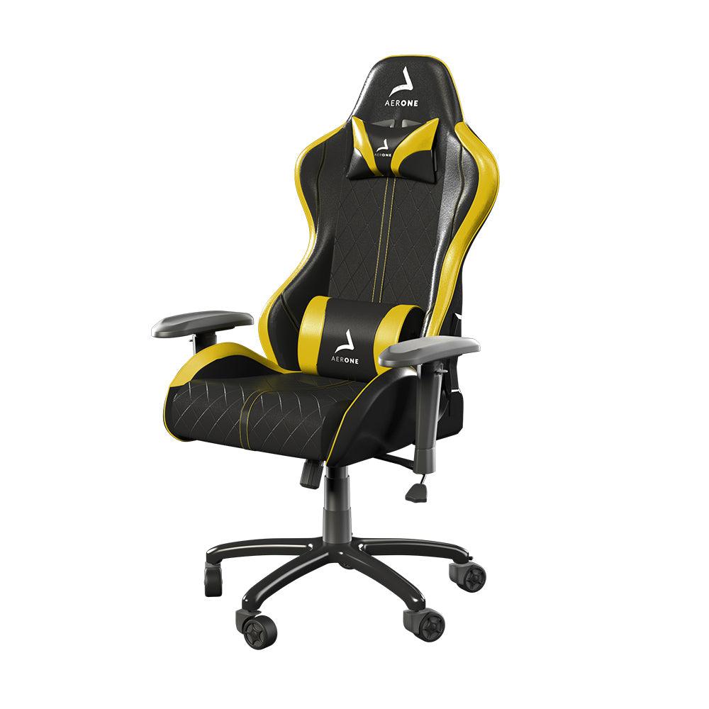 chaise gaming aerone bronze series electric yellow avec coussin jaune