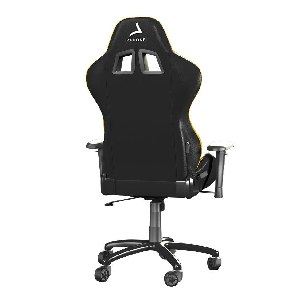 chaise gaming aerone bronze series electric yellow avec coussin jaune