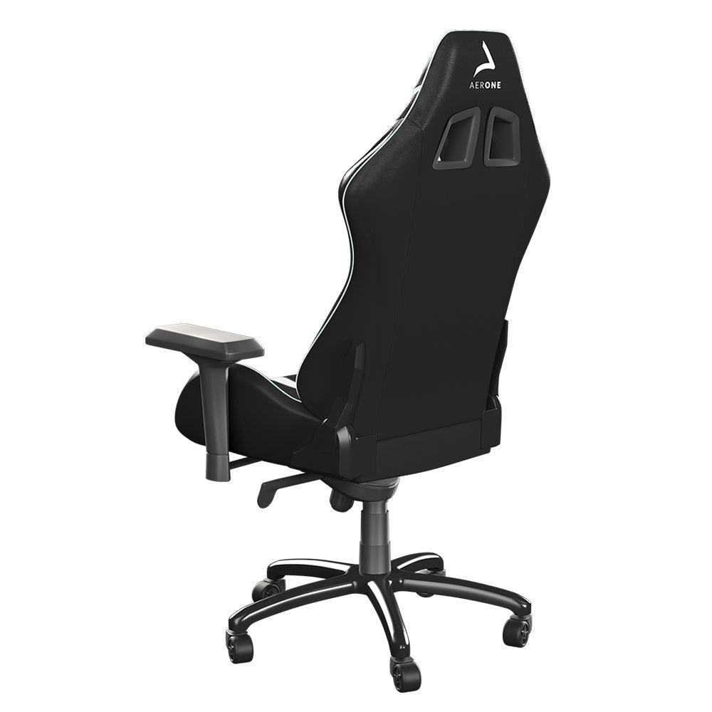chaise gaming aerone gold series ice white blanc noir dossier