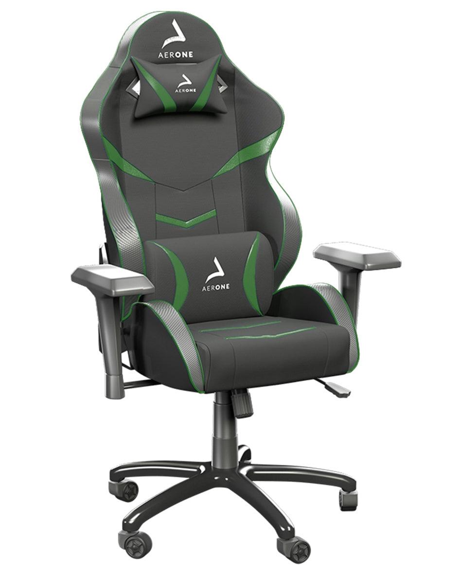 chaise gaming aerone silver series green grass vert siege gamer coussin lombaire
