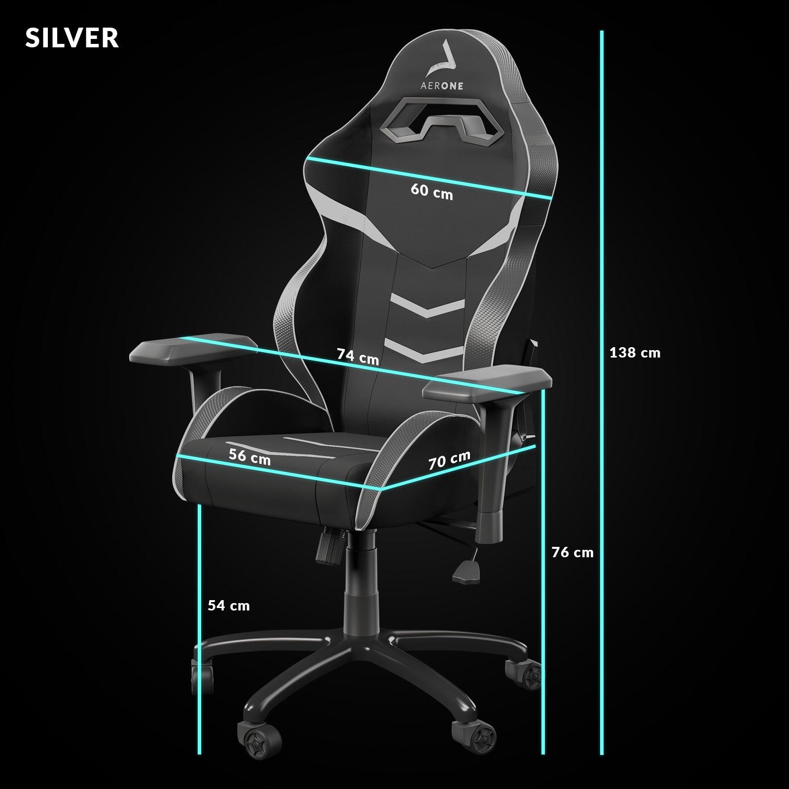 taille siege gaming silver ice blanc aerone