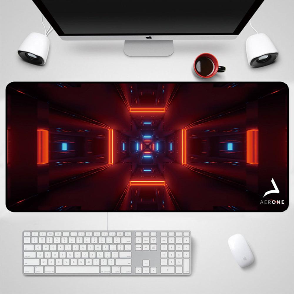 tapis de souris gamer xxl aerone kingo noir rouge abstrait gaming accessoire pas cher