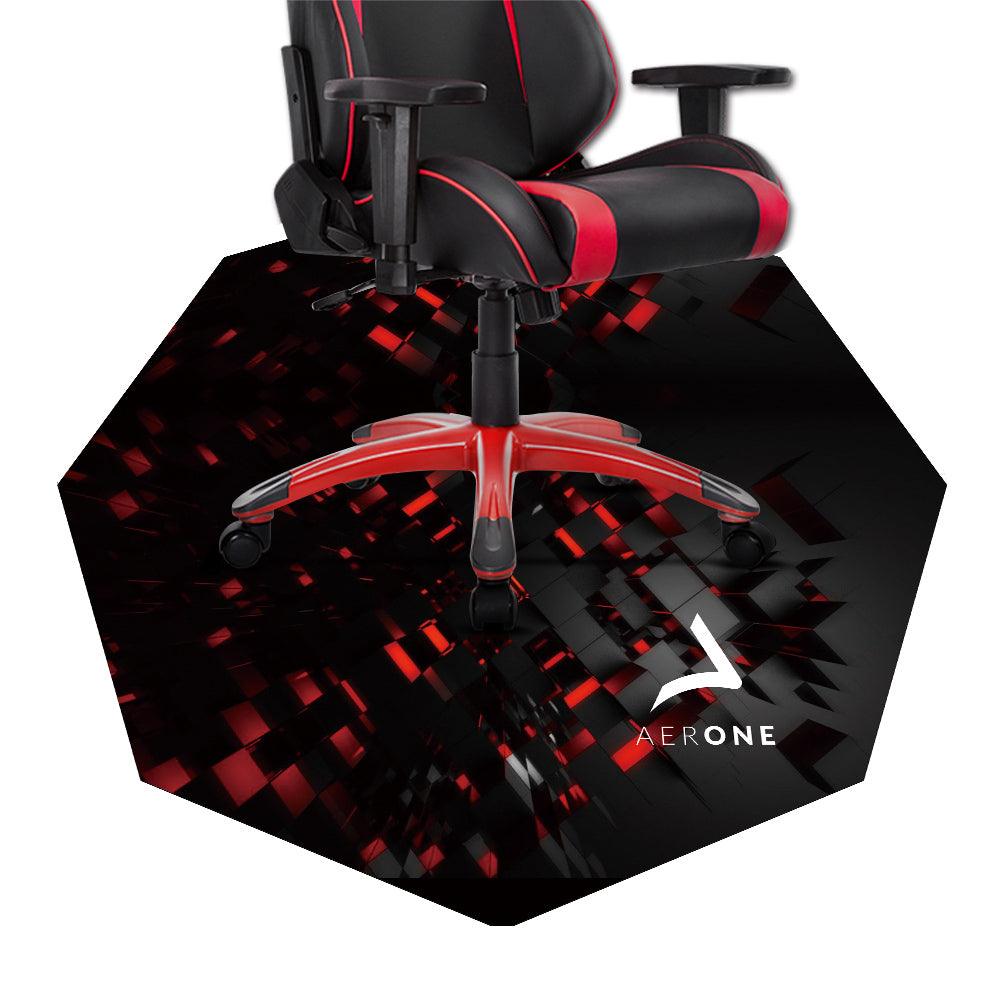tapis sol aerone red cube octogone protection sol pour chaise gaming scarlet red