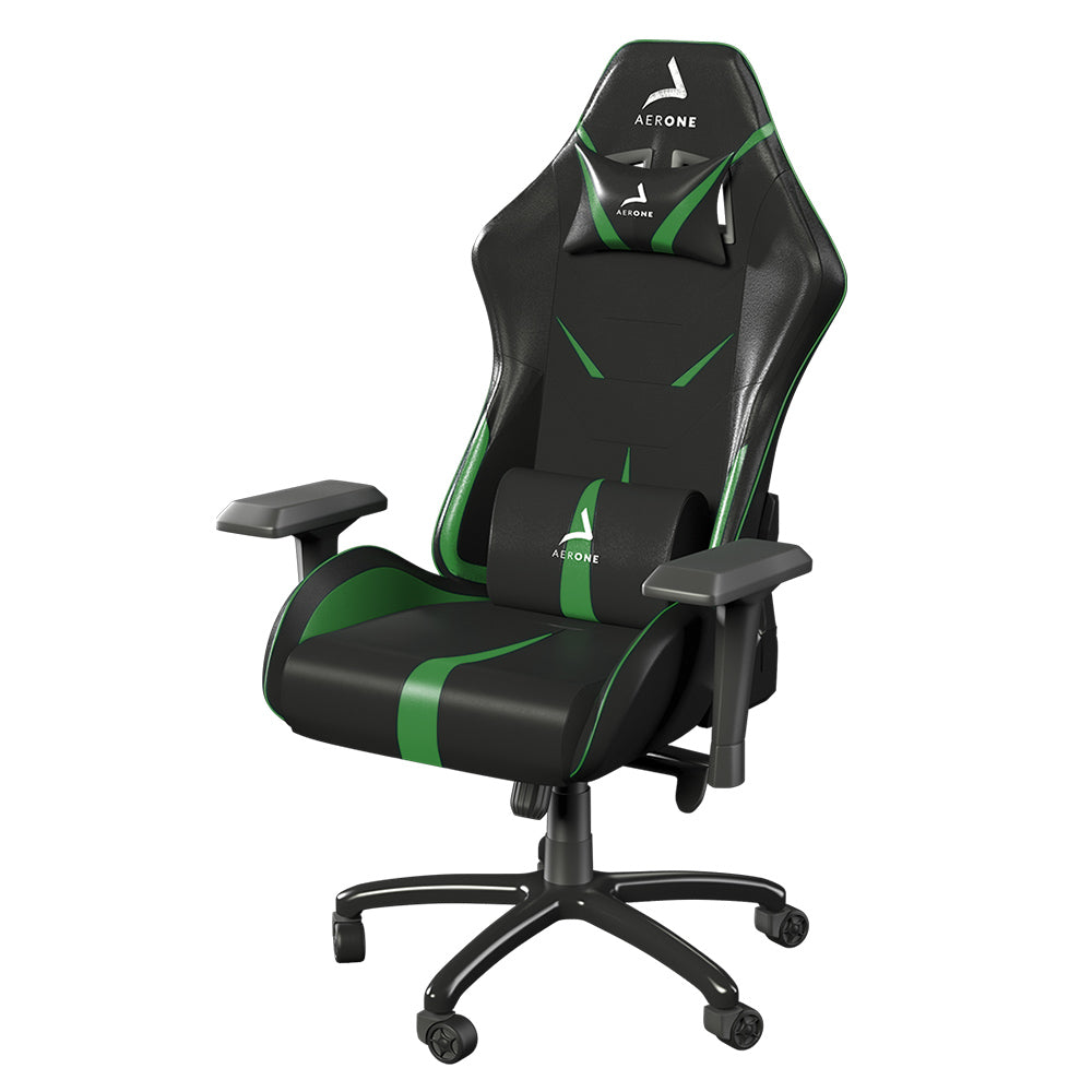 chaise gaming aerone gold series green grass vert détails siège gamer coussin confort accoudoirs 4D