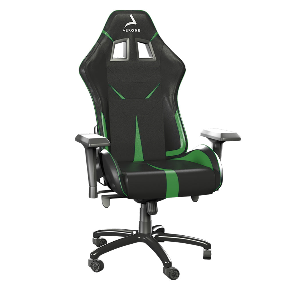 chaise gaming aerone gold series green grass vert détails siège gamer coussin confort 4D accoudoirs détails