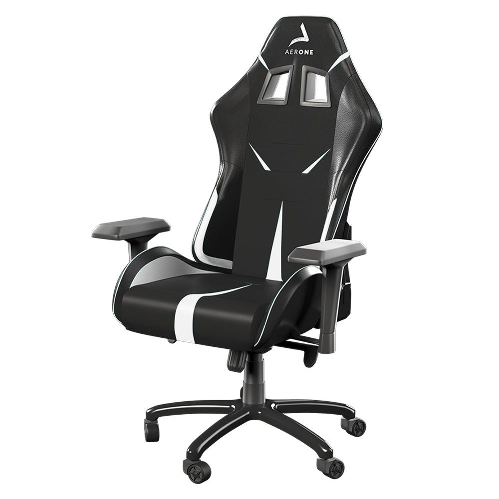 chaise gaming aerone gold series ice white blanc noir détails premium qualité