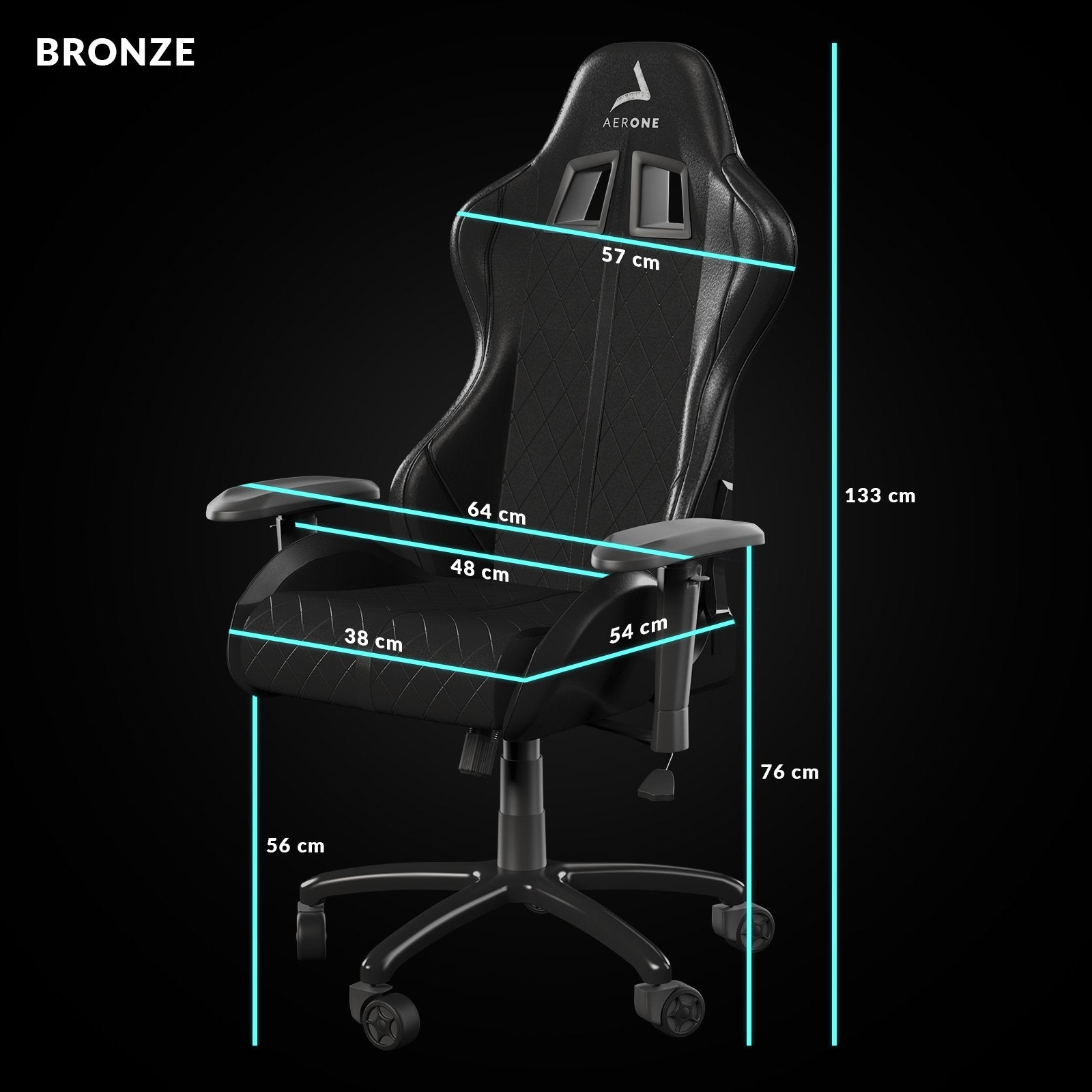 chaise gaming aerone bronze series green grass vert taille